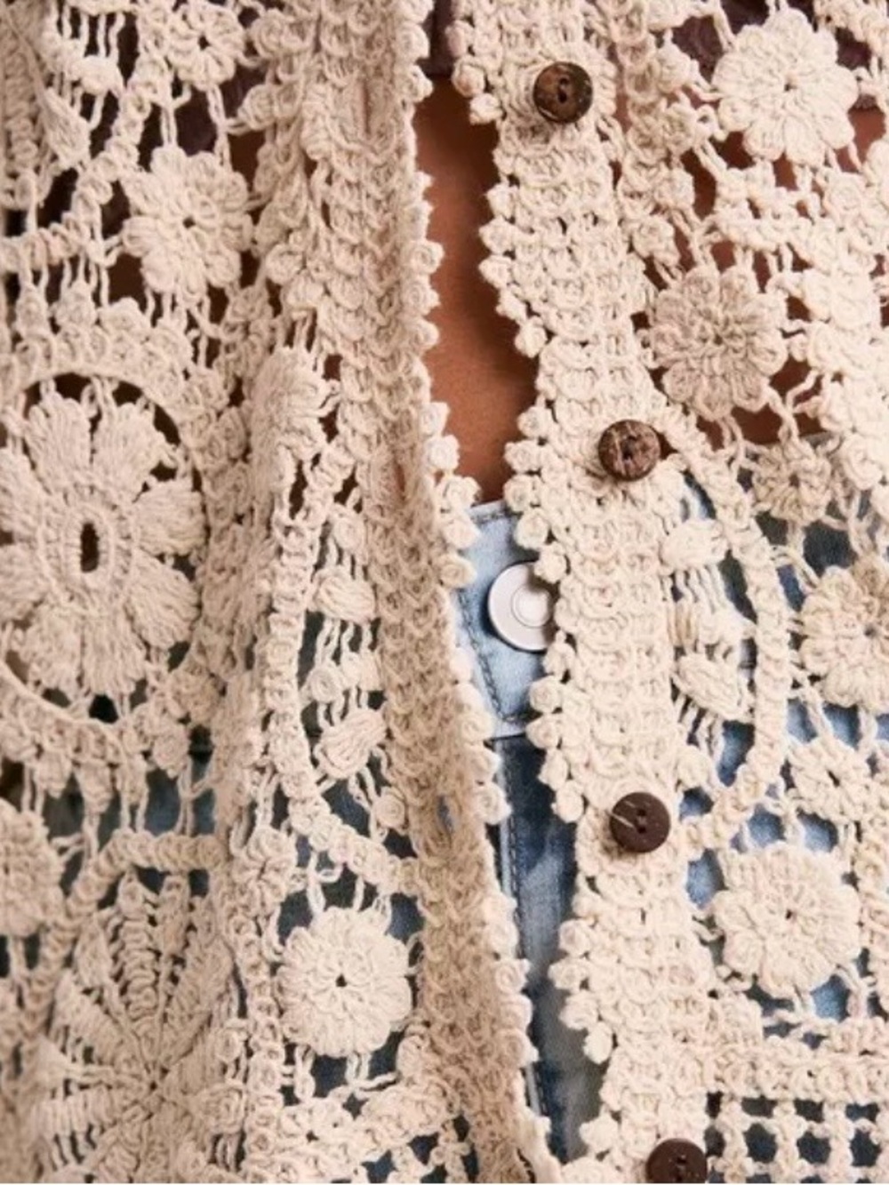 RARE Torrid Festi Crochet Cardigan Cream NWT 1X - Picture 6 of 8